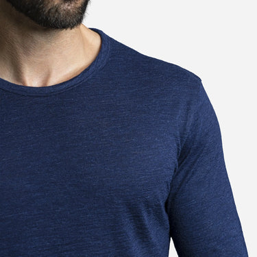 Single Origin Mens Alpaca Wool Long Sleeve Shirt 160 Ultralight color navy blue
