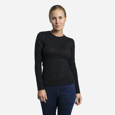Women's Alpaca Wool Long Sleeve T-Shirt: 160 Ultralight color black