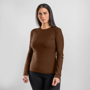 womens all natural long sleeve shirt color brown