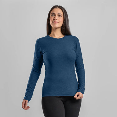 womens eco friendly long sleeve shirt color natural blue