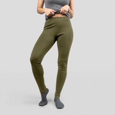 womens functional wool leggings midweight color green
