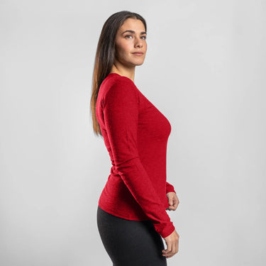 womens low impact dye long sleeve shirt color red
