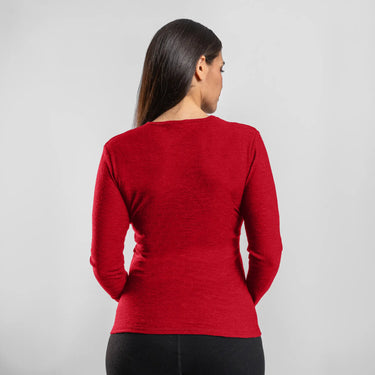 womens natural dye long sleeve shirt color red