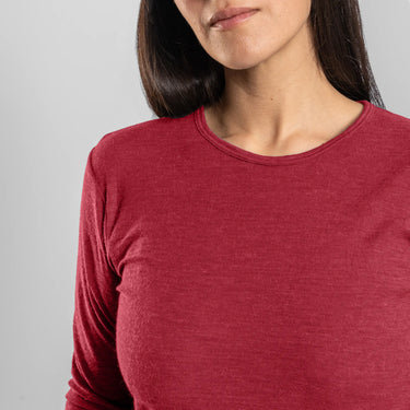 womens sustainable long sleeve shirt color natural red