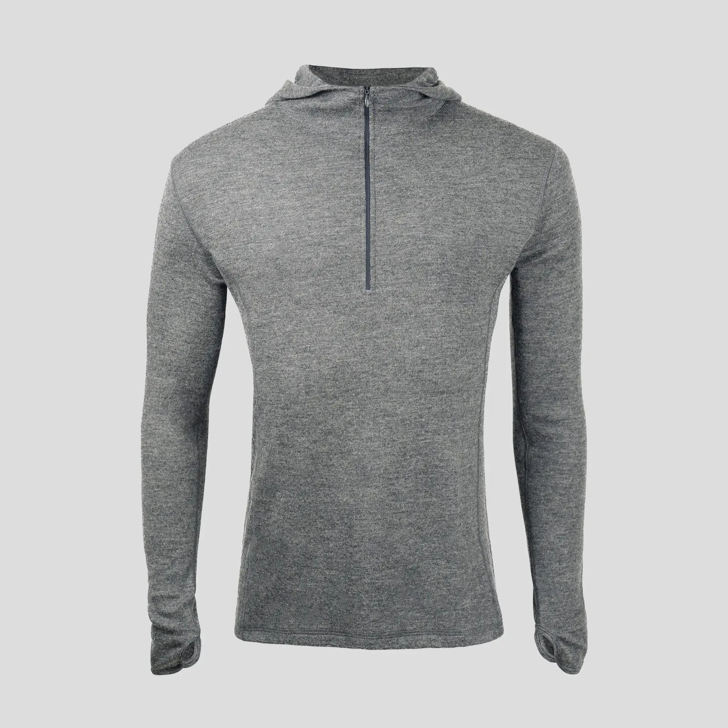 Men's Alpaca Wool Hoodie: 300 Lightweight Half-Zip color Gray