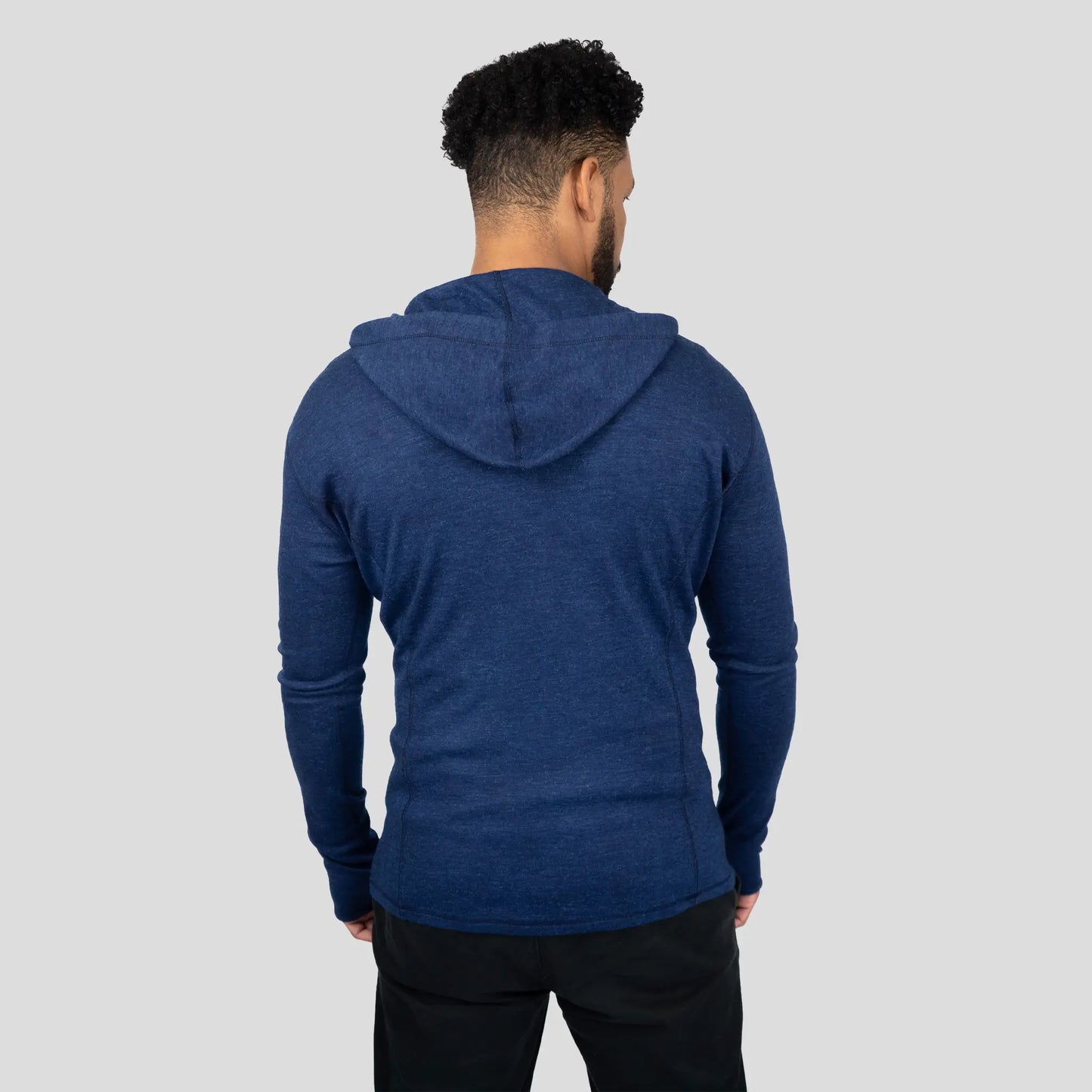 Men's Alpaca Wool Hoodie: 300 Lightweight Half-Zip color Natural Blue