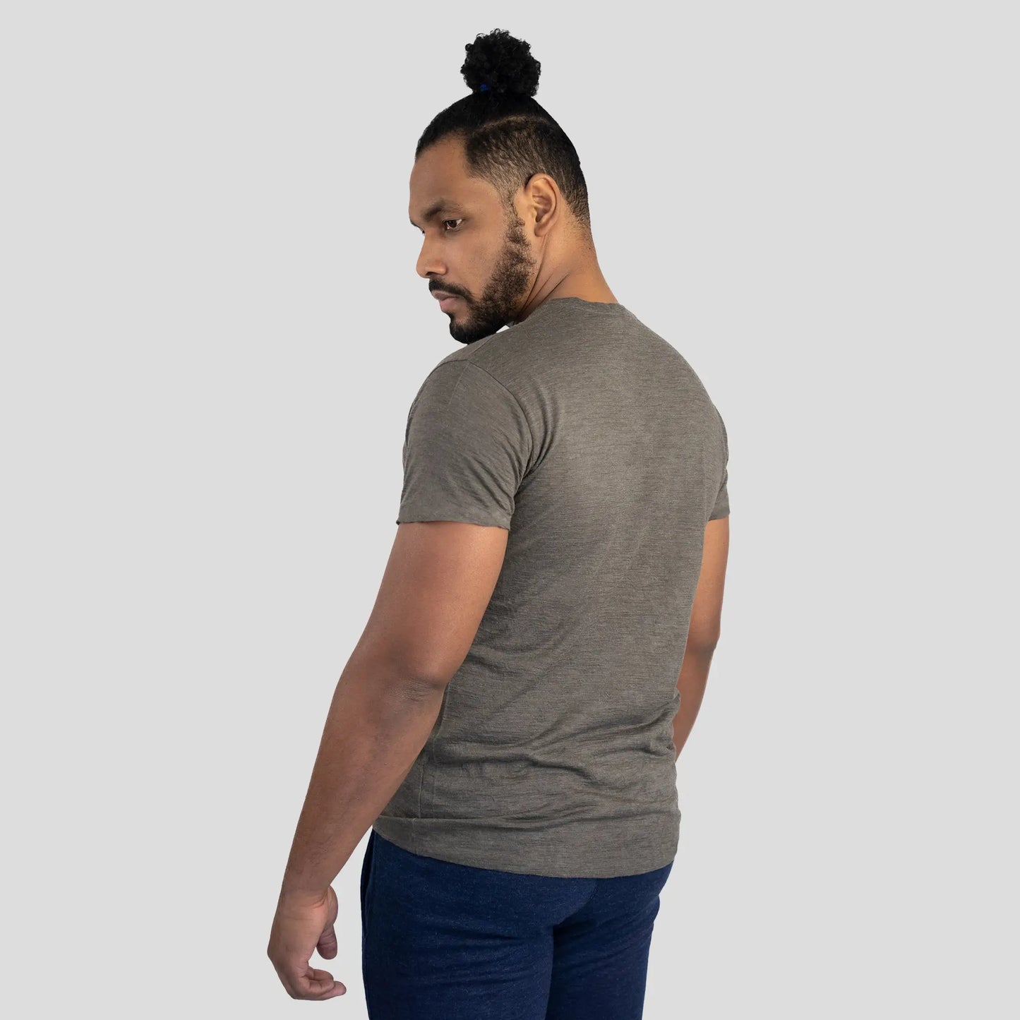 Men's Alpaca Wool T-Shirt: 160 Ultralight Crew Neck color Natural Gray