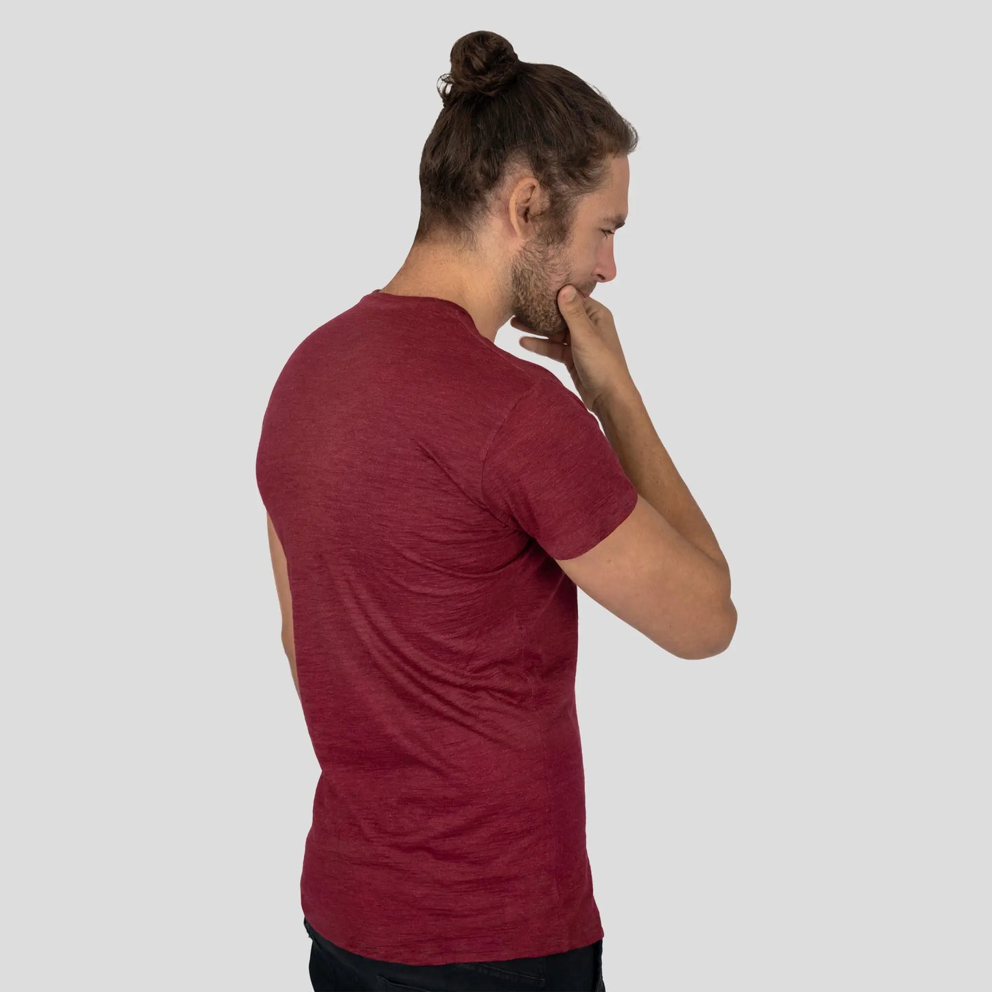 Men's Alpaca Wool T-Shirt: 160 Ultralight Crew Neck color Natural Red