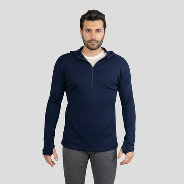 mens natural baselayer hoodie halfzip color navy blue