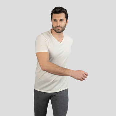 mens thermal wool vneck tshirt color Undyed