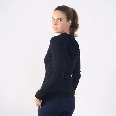 womens alpaca thin sweater hoodie thermal wool lightweight color black