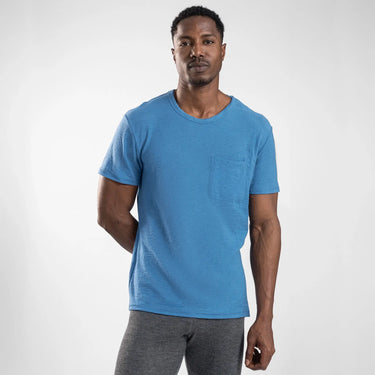 mens all natural crew pocket color baby blue