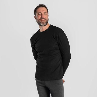 mens thermal wool sweater midweight color black