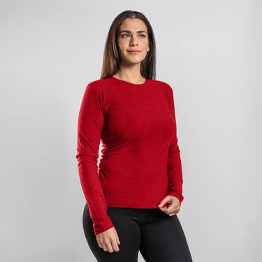 womens eco friendly long sleeve shirt color red