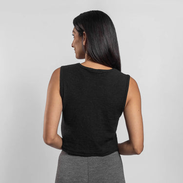 womens natural fiber crop tank featherweight color black