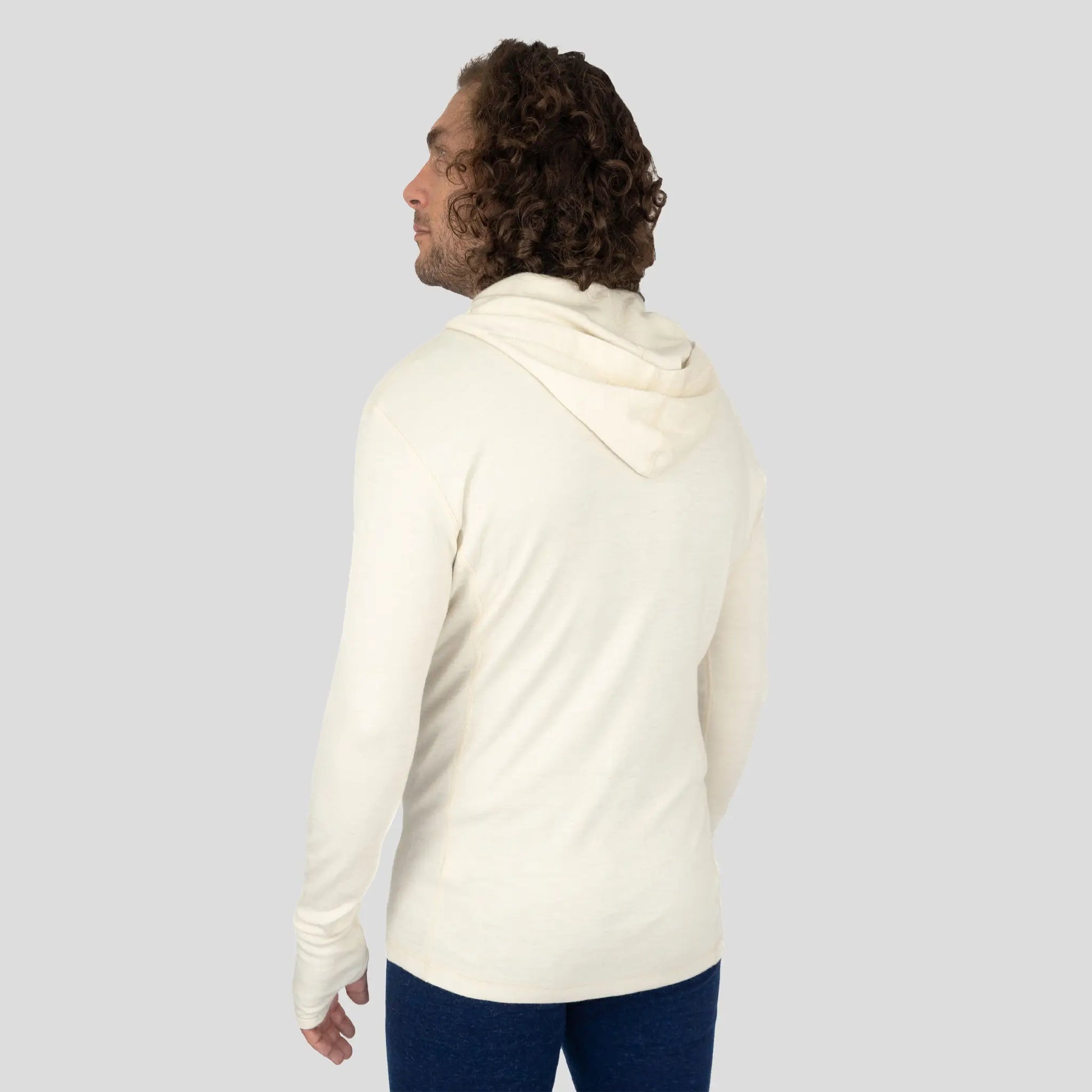 Men's Alpaca Wool Hoodie: 300 Lightweight Half-Zip color Natural White