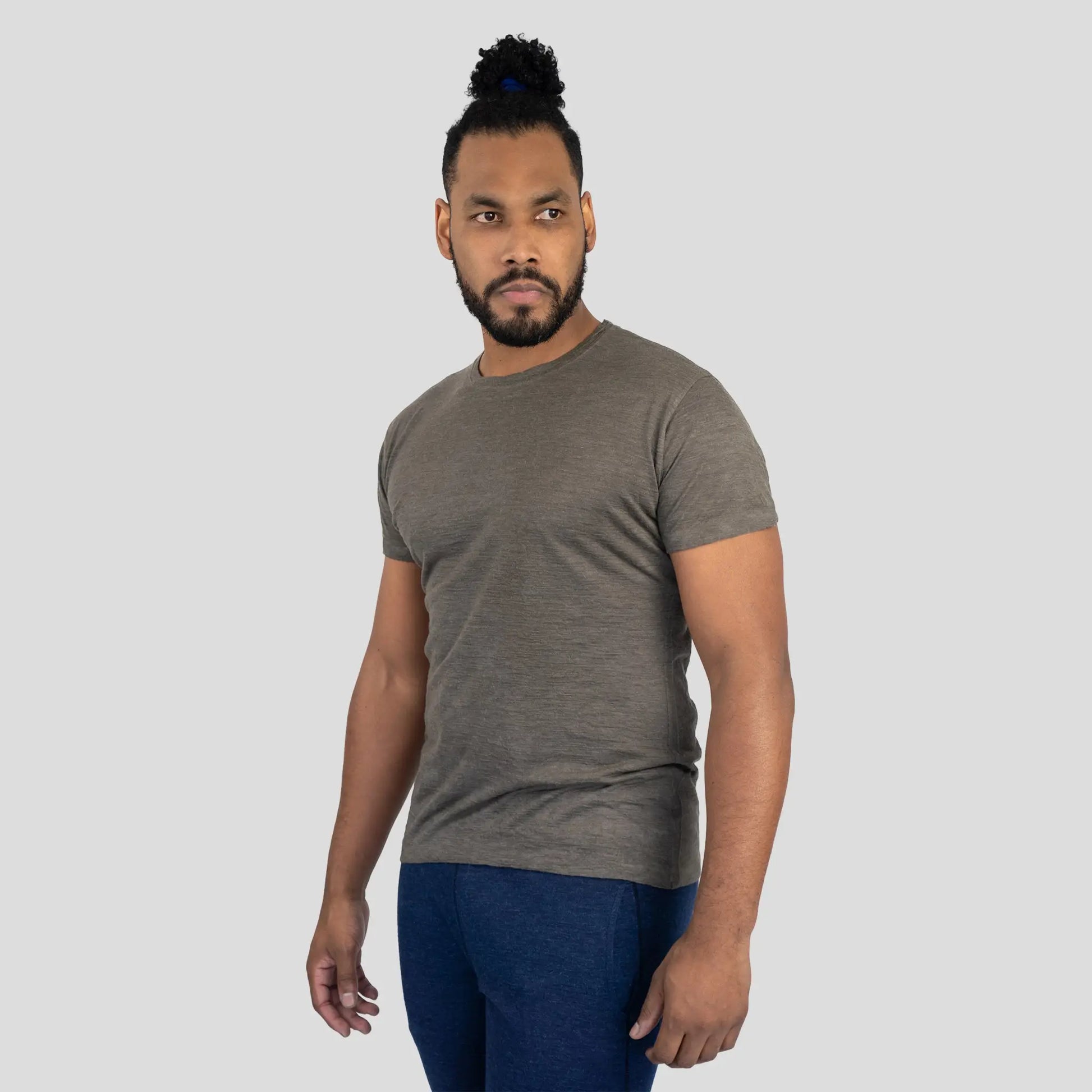 Men's Alpaca Wool T-Shirt: 160 Ultralight Crew Neck color Natural Gray