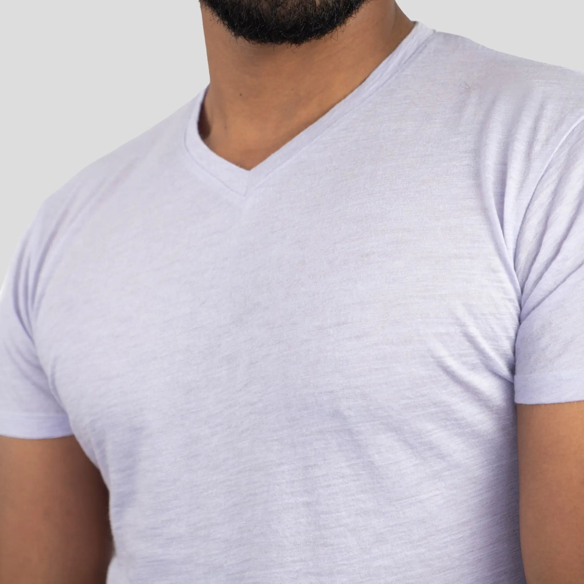 Men's Alpaca Wool Shirt: 160 Ultralight V-Neck color Lilac