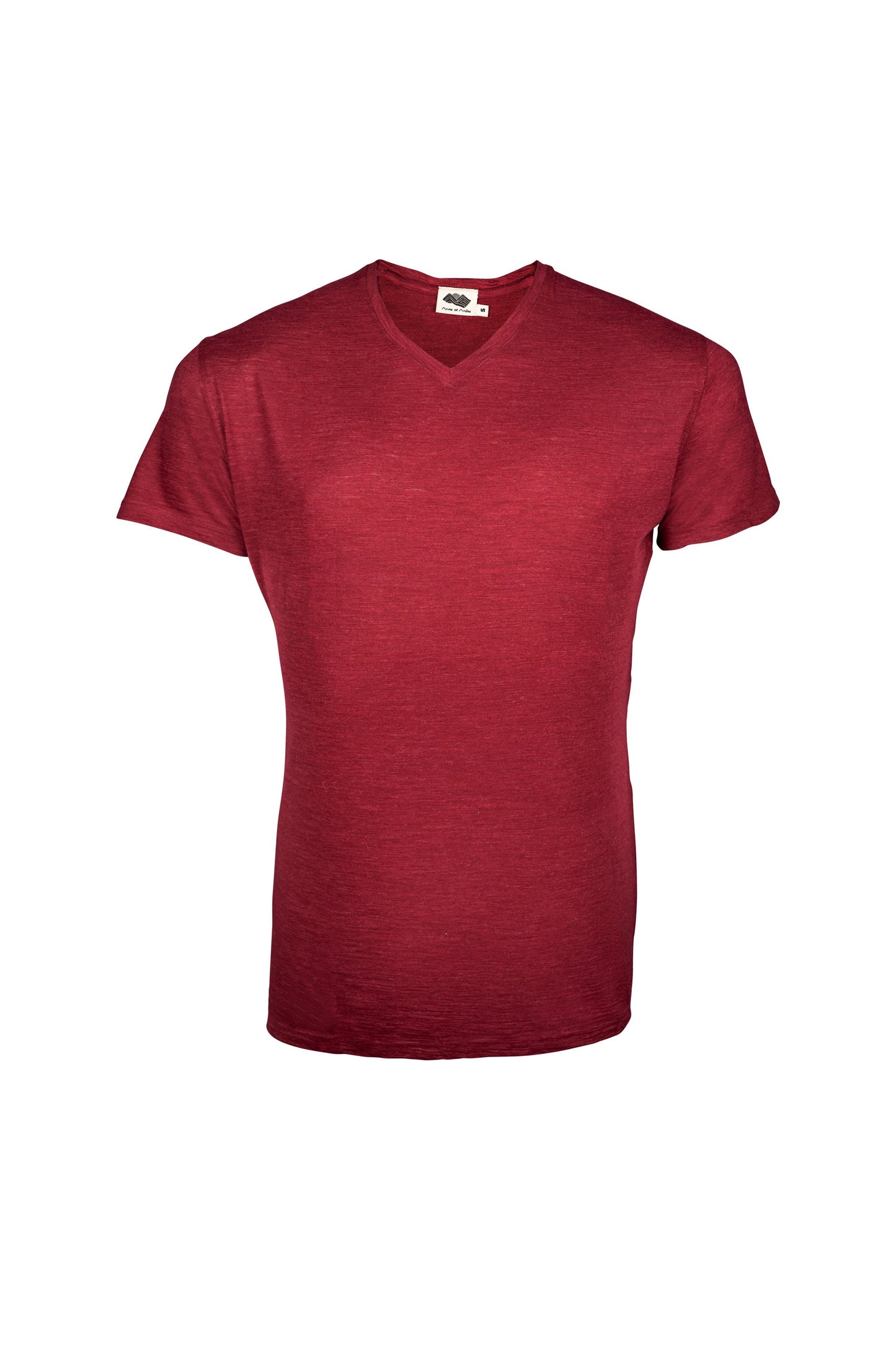 Men's Alpaca Wool T-Shirt: 160 Ultralight V-Neck color Natural Red