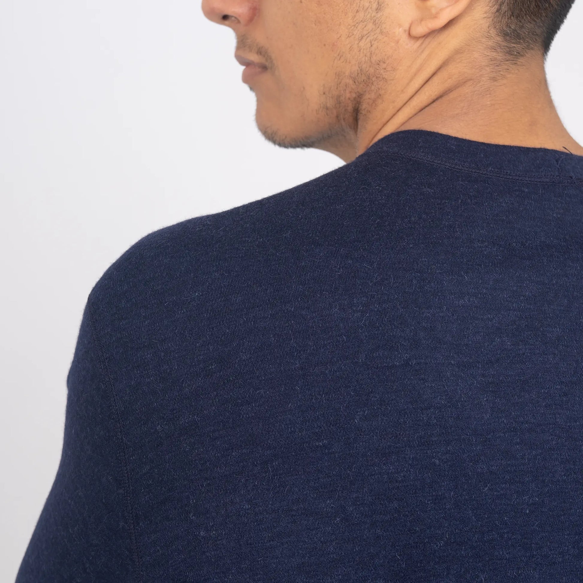 mens alpaca sweater low impact lightweight color navy blue