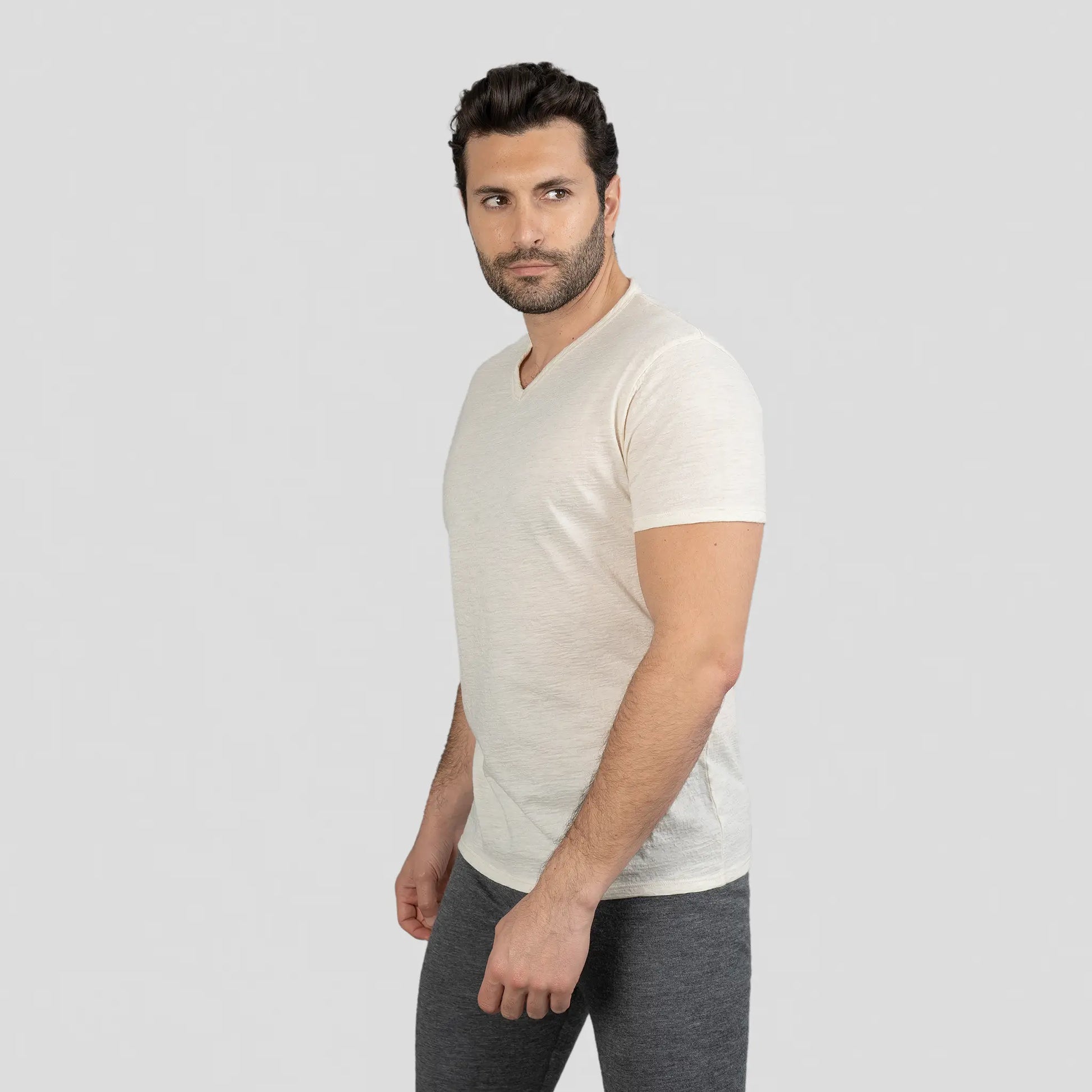 mens antiodor vneck tshirt color natural white