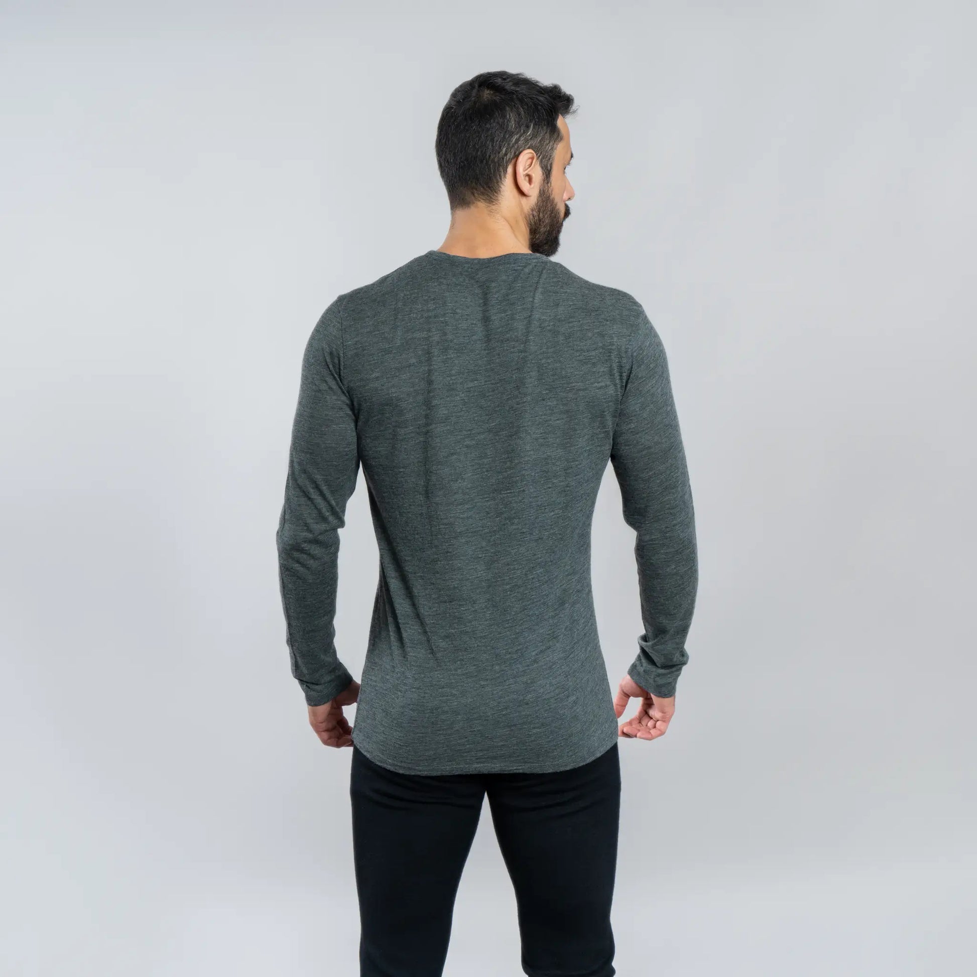 Men's Alpaca Wool Long Sleeve Base Layer: 160 Ultralight color Gray