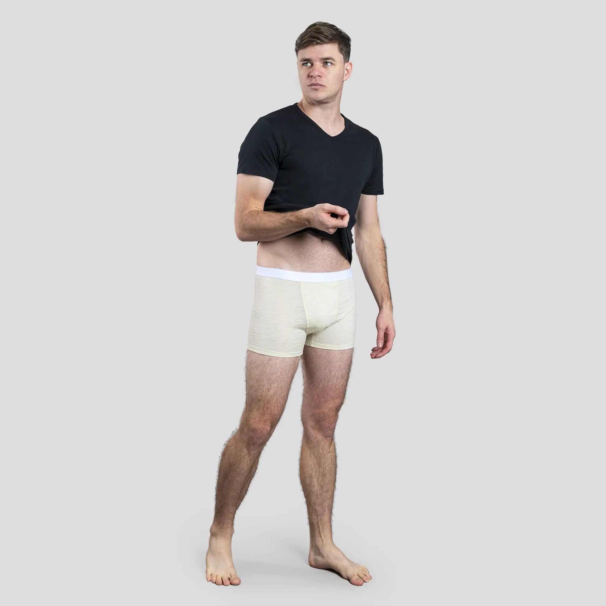 Men's Alpaca Wool Boxers: 160 Ultralight color Natural White