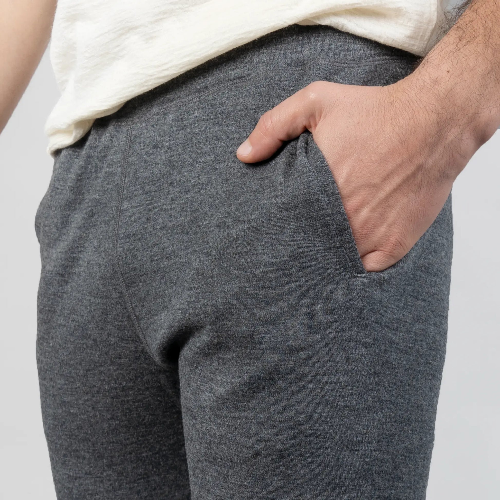 Men's Alpaca Wool Jogging Bottoms: 420 Midweight color Gray