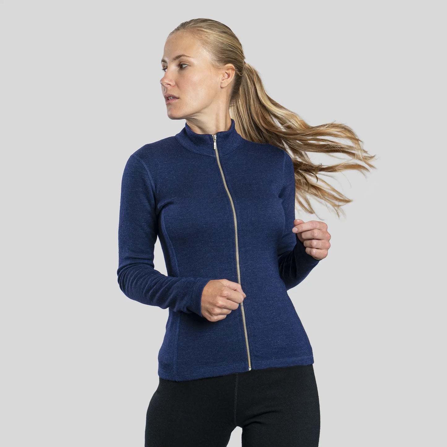 womens moisture wicking jacket full zip color navy blue