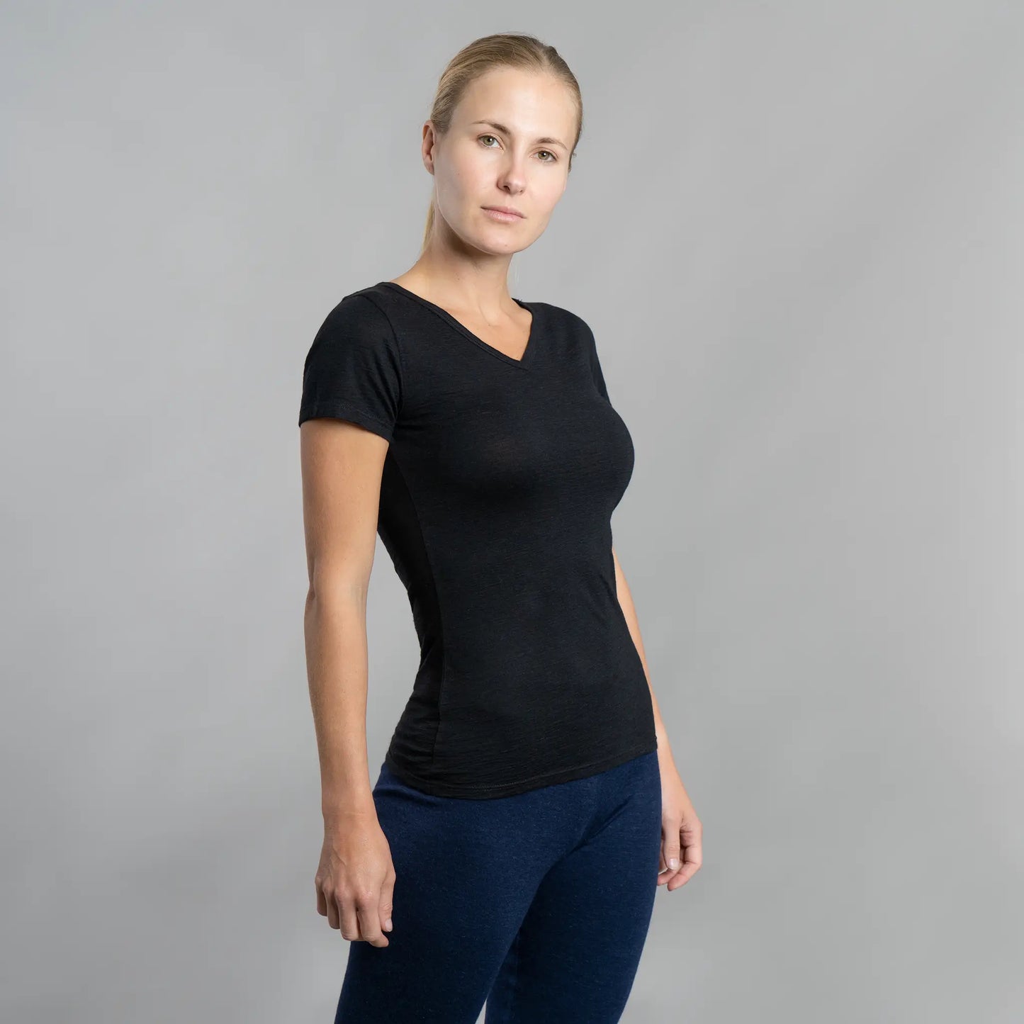 womens outdoor activities vneck tshirt color black